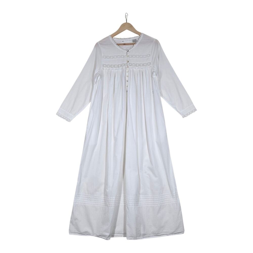 Eileen West Long Nightgown S White Cottagecore Prairie Romantic Shabby Chic